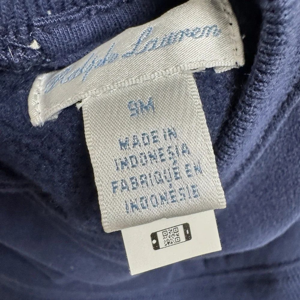 Ralph‎ Lauren Baby Dress 9 Mo Blue Floral Skirt Sweatshirt Ruffle Pony Logo